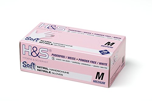 ISC Hygiene & Sicherheit Latex puderfrei Nitril Handschuhe, mittel, Box 100 Stück, weiß - 2
