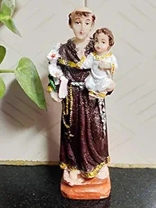 Breeze Handicrafts Imported Poly Marble Saint Antony Statue For home decor with Infant Jesus Christian Idols and Figurines of Showpieces St.Anthony statue Catholic Christian Gifts Height 6 inch PMC 8008