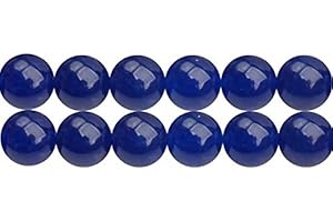 SKYBEADS Dyed Dark Blue Chalcedony Beads in Bulk Supplies for Jewellery Making One Strand 15 Inch 6mm Beads APX 60 Pcs