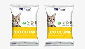 Petcrux Exclusive Scoopable Eco Clump Bentonite Cat Litter Easy Clump, Dust Free & Scoopable - Lemon Fragrance (Pack of 2 (5kg Each) - Total 10kg)