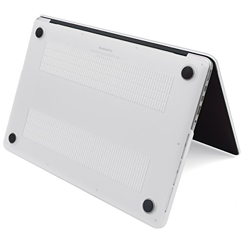 LENTION Matte Hartschale für MacBook Pro (Retina, 15″, Mitte 2012 zu Mitte 2015) Modell-A1398, LENTION Durchsichtige Plastikabdeckung & Schale für Mac Book Laptop, matte Hülle mit Gummifüßen, mit Anti-Staub Port Stecker – Transparent Weiß - 4