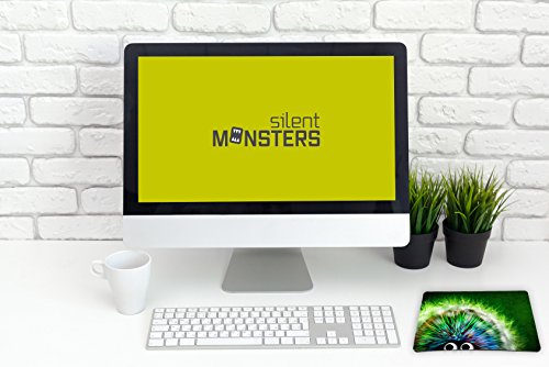 Silent Monsters Gaming und Office Mauspad 24 x 20 cm, Mousepad Design: green hedgehog