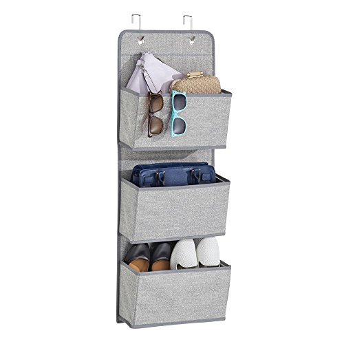 InterDesign 05173EU Aldo Schrank-Organizer aus Stoff zum Hängen über die Tür für Handtaschen, Taschen, Schuhe, Sonnenbrillen – 3 Taschen, grau, Polypropylene, Gray, 33 x 11,43 x 91,4 cm - 3
