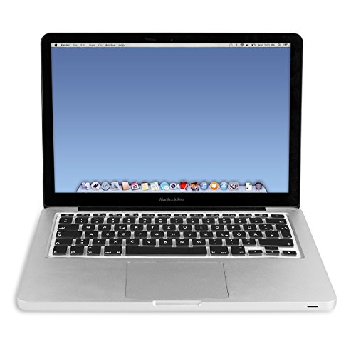 kwmobile 3in1 Set: Crystal Hülle für Apple MacBook Air 13″ (Modelle ab Mitte 2011) Hard Case – transparente 2-teilige Schutzhülle Cover Tasche in Schwarz + 12er Staubschutz-Set + Keyboard Skin Tastaturschutz - 6