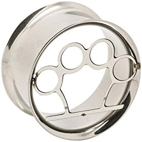 Metal Mafia Brass Knuckles Steel Flesh Tunnel - 12mm (Gauge/Thickness)