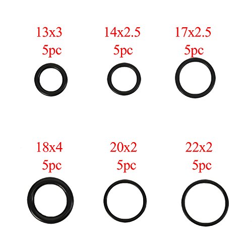 O-Ring Sortiment Gummi 225 Stücke Dichtungsring von 18 verschiedenen Größen, 3-22mm Durchmesser,Schwarz - 2