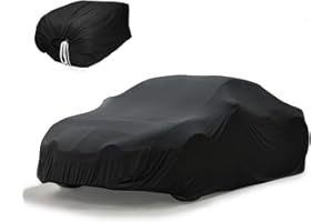 ECD Germany Funda para Coches - XL 482 x 178 x 119cm - Lona Doble Alcochado - Transpirable - con Bandas Elásticas - Color Negro - Cubierta Completa para Protección de Auto - Resistente a la intemperie