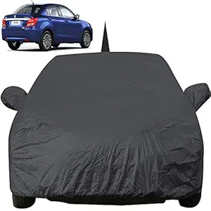 Autofact Car Body Cover for Maruti Swift Dzire (2017 to 2019) with Mirror and Antenna Pocket (Light Weight, Triple Stitched, Heavy Buckle, Bottom Fully Elastic, Grey )