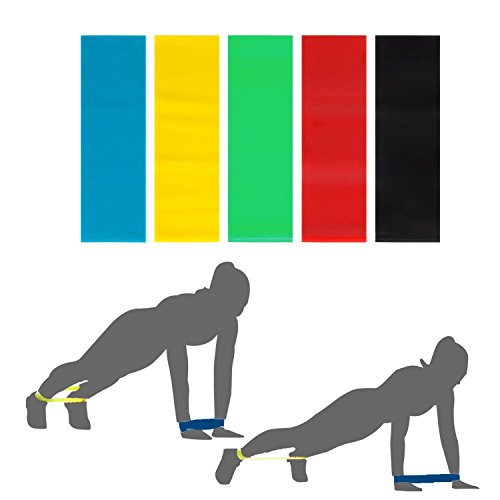 Widerstandsbänder Beine / Fitnessbänder Gummi Ring / 5er Set Stark Gymnastikbänder / übungsband Therabänder Kraftsport für Beine und Arme Ideal für Reha Physiotherapie Pilates Yoga Crossfit zu Hause Training oder im Freien - 6