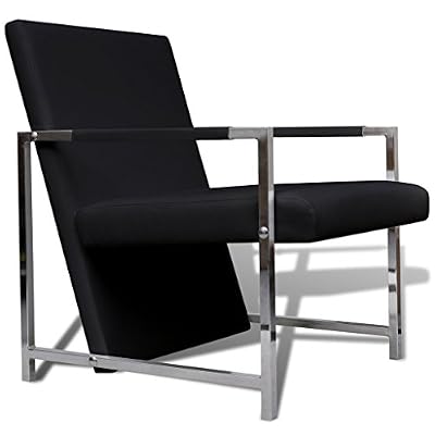 vidaXL Fauteuil magnifique avec pieds chromés Noir