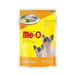 Me-O Mackerel in Jelly Adult Wet Cat Food (for All Breed Adult Cats) - 80gm (Pack of 12)
