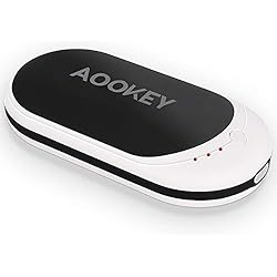 AOOKEY Chauffe-Mains Rechargeable USB 5200mAh Power Bank Batterie Externe Chaufferette Main Électrique Poche Réchauffeur de Mains Portable Cadeaux pour Hommes Femmes en Hiver Froid - Noir