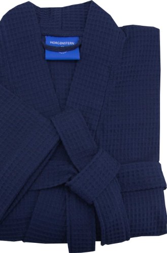 Morgenstern, Herren Waffelpique – Bademantel, blau ( dunkelblau ), 110 cm lang, 100% Baumwolle, Größen M, L, XL und XXL verfügbar - 2
