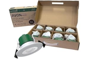 LUMINEUX LIGHTING 8X Fire Rated LED Downlights, 5W 4000K Cool White, 560 Lumens – 75mm Cut-Out, IP65, Dimmable Ceiling Spotlights – Recessed Lighting, (White Finish)