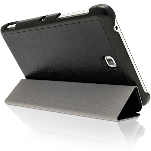 igadgitz Schwarz PU Ledertasche Hülle Smart Cover für Samsung Galaxy Tab 4 7.0″ SM-T230 mit Multi Winkelbetrachtung Stand + Displayschutzfolie - 5