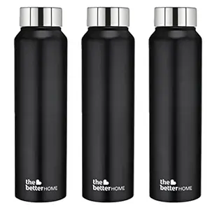 The Better Home Stainless Steel Water Bottle 500ml (Pack of 3) | Water Bottle for Kids and Adults | Rust Proof , Light Weight & Durable 500ml Water Bottle | Black?