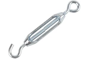 HIATT HARDWARE Hardware Solutions - Turnbuckle Wire Tensioner - Hook & Eye Rope Cable Tension Set for Chain, Rope & Fence Wire - M3 (3/16") - Zinc Plated - Pack 1