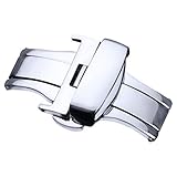 24mm High-End-poliert Druckknopf Schmetterling Faltschließe Schnalle Silber für Band Bügeluhr