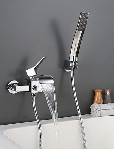 YHFXD Sink MixerWall Mounted Chromed Contempo Roman Bathroom Waterfall Faucet With Hand Shower