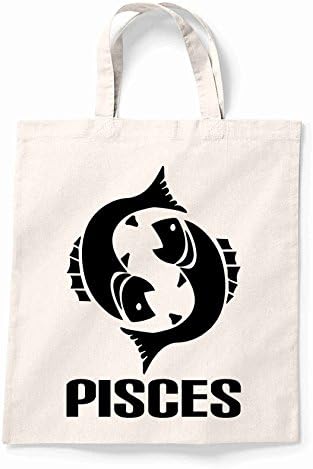 Horoscope Pisces Canvas Tote Shopping Bag Bag For Life Cotton Printed Shopper Bag Gift Secret Santa