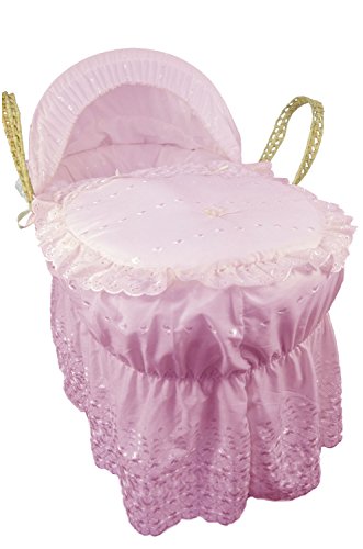 Cuddles Collection Long Drape Palm Moses Basket (Pink)