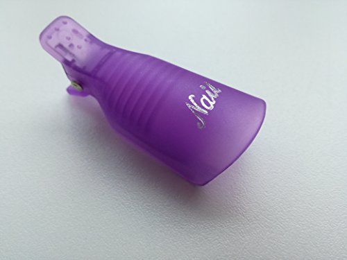 10 Maniküre Klammern Clip für Fingernägel Remover Wraps Nagellackentferner CND Shellac und Bluesky (lila) - 2