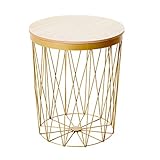 Ein moderner Metall Korb in Gold, der gleichzeitig auch Couch- und Beistelltisch ist, der besondere Clou des Tisches - die Tischplatte lässt sich abnehmen, so kann der Innenraum als Stauraum genutzt werden