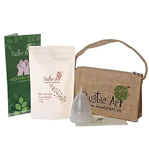 Rustic Art Menstrual Cup Kit |Size- Small | Cup Wash Powder | ISO Certified, Made in India