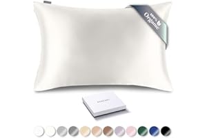 RENESSY Funda de Almohada de Seda Orgánica 50x90 cm - 100% Seda de Morera Orgánica, 22 Momme, Naturalmente Hipoalergénica, Promueve la Salud del Cabello y la Piel, 1 Pieza (Seda Natural Marfil)