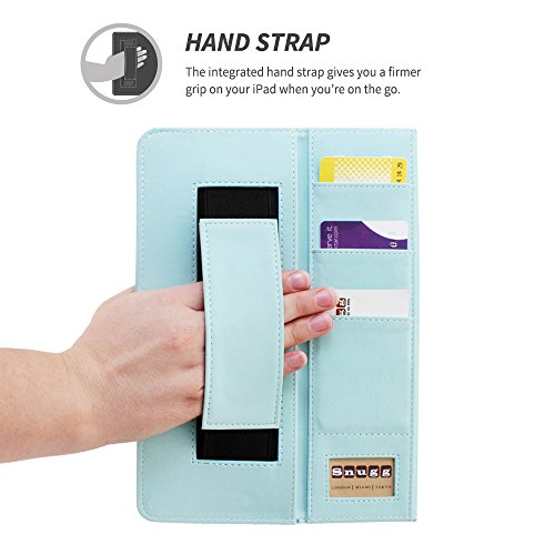 Snugg iPad Hülle – Smart Cover mit Aufsteller, elastischer Handschlaufe, Stylus-Halterung und Premium Nubuck Innenfutter Blau babyblau iPad 3 & 4 Executive - 6