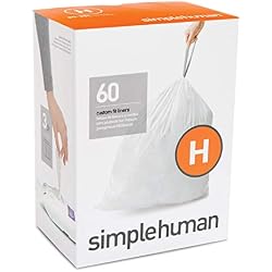 Code H simplehuman Poubelle Plastique confort Lot de 60, Blanc