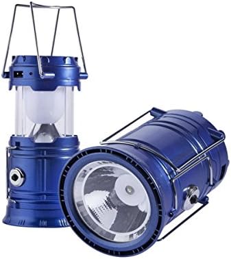 DINHAND Ultra Bright LED Rechargeable Lantern, Portable Solar Camping Lanterns Lights, Collapsible Camping Lantern, Super Bright, Lightweight, Multi Purpose Suitable for Hiking, Camping, Emergencies,Outages, Hurricanes (Blue)