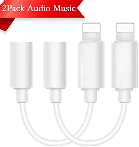 [2 PACK] Lightning Jack Adapter Headphone 3.5mm Audio for iPhone 7/7Plus iPhone 6/6s iPhone 5/5s. 3.5mm Earphone Adapter Headphone AUX Audio &amp; Splitter Cable for iPhone 7/7Plus. 3.5 mm AUX Female Audio Jack Headphone Cable Earbud Adapter Communication Support for iOS 10.3 System