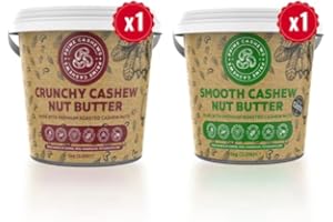 PRIME EARTH FOODS Prime Earth - Smooth Cashew Nut Butter 1kg & Crunchy Cashew Nut Butter 1Kg Bundle - Award Winning - Coeliac, Keto, Paleo & Vegan - Zero Oil, Salt or Sugar - Produced in Small Batches - Made in the UK
