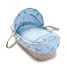 Clair de Lune Ahoy Palm Wicker Moses Basket (Blue)