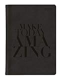 Ladytimer Grande Deluxe Black 2020 - Taschenplaner - Taschenkalender A5 - Tucson Einband - Motivprägung Typografie - Weekly - 128 Seiten by 