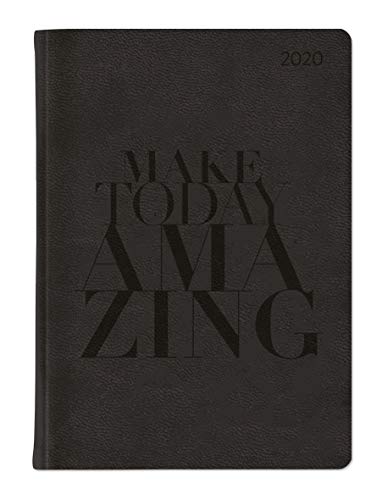 Ladytimer Grande Deluxe Black 2020 - Taschenplaner - Taschenkalender A5 - Tucson Einband - Motivprägung Typografie - Weekly - 128 Seiten