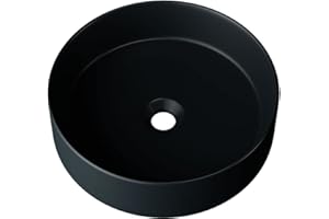 Waschbecken24 Lavabo in ceramica di design, lavabo per le mani, per il bagno degli ospiti, (35x35x11cm, Nero / A546SM)