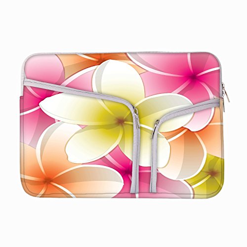 Alle Zweck hell Frangipani Karte in Vector Format 14 bis 14,6 Schutz Neopren mit Tragetasche aus Tasche für MacBook Pro 15/Macbook Pro 15 Touch Bar & 35,6 cm Acer Dell HP Lenovo Chromebook
