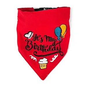 That Dog In Tuxedo Birthday Dog Bandana - It's My Birthday Pet Bandana/Scarf with Adjustable Collar (Red, XL)