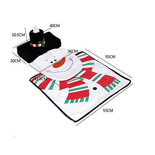 Preisvergleich Produktbild HuntGold Weihnachtsdekoration Glücklicher Sankt Toilettensitzauflagen & Teppich Badezimmer Set Schneemann