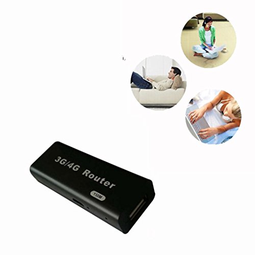 Amison Mini 3G / 4G WiFi Wlan Hotspot AP cliente RJ45 USB Router inal&aacute;mbrico 150Mbps (negro)