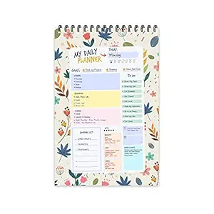 Cream Floral Theme Daily Planner Diary (A5 Size - 8.5