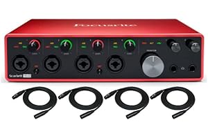 Focusrite Scarlett 18i8 3rd Gen 18x8 USB Audio Interface Bundle con cavi XLR (confezione da 4) (5 articoli)