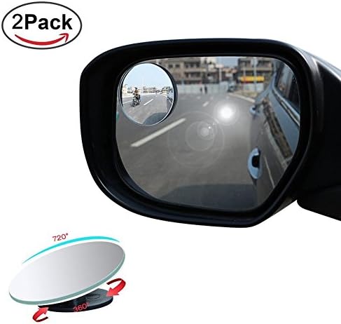Blind Spot Mirrors For Cars - 2 pack, Rear View Blind Spot Mirrors Waterproof 360° Rotatable HD Glass Convex Wide Angle Lens with Anti Fall-off Design (2)