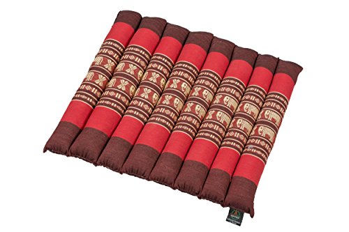 Sitzkissen rollbar mit Kapokfüllung (Elefantenmuster rot)