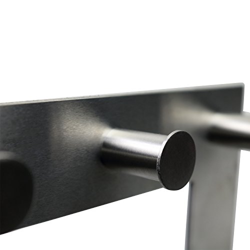 GWHOLE Türgarderobe Hakenleiste 6 Haken mit Moosgummiinnenbeschichtung, Edelstahl, 39 x 10 x 5,5 cm - 4