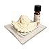 Produktbild Dekoratives Raumduft – Set: Duftstein/Duftkeramik Engel Uriel mit quadr. Glasunterteller (10x10 cm) & Ätherisches Öl Zitrone-Orange (10 ml) von Spitzner