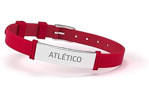 Atlético de Madrid - Bracelet tendance rouge réglable pour homme, femme et enfant - Bracelet en silicone et acier inoxydable - Support produit officiel matelas - ATM