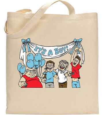 SuperPraise It's a Boy! Borsa per la Spesa in Cotone con Scritta Divertente in Lingua Inglese "Family", per Neonati e Battesimi. Naturale Taglia Unica